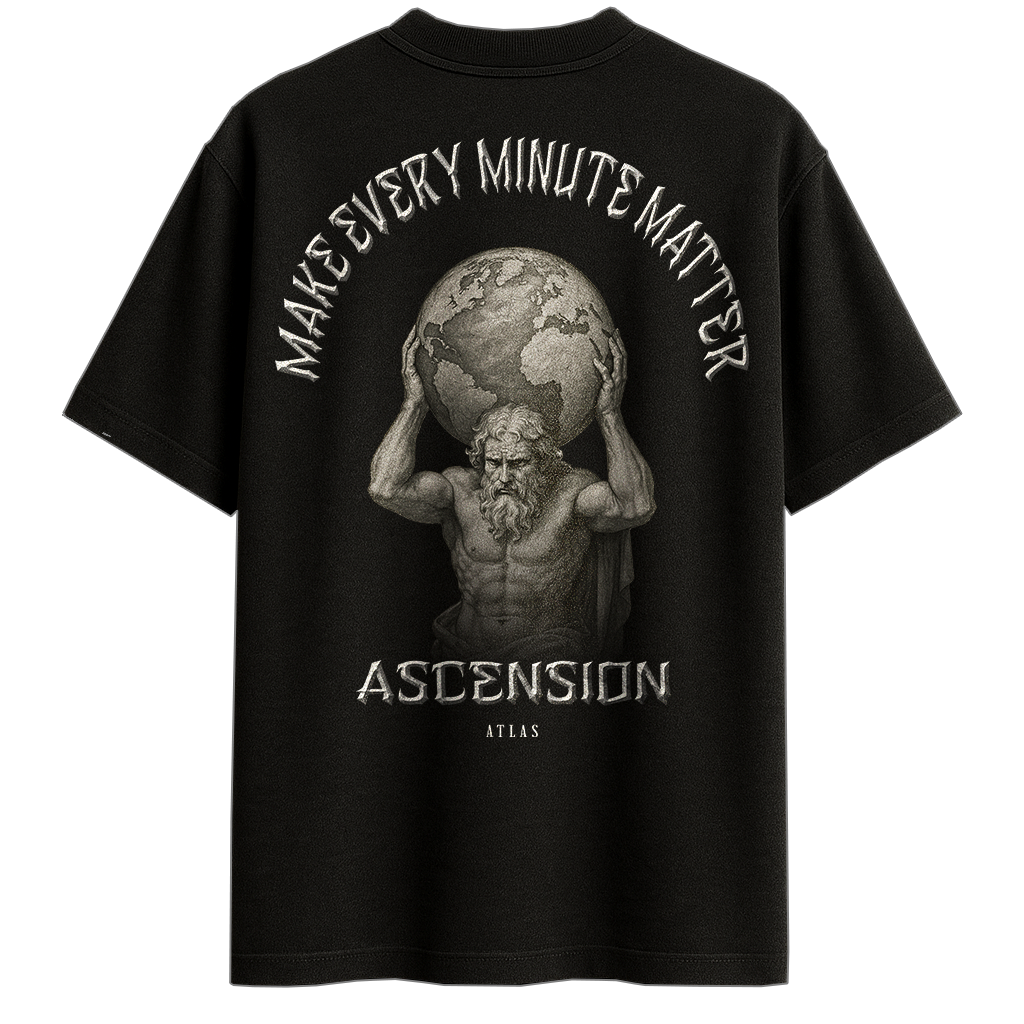 Mockup tshirt noir back ascension atlas nobg